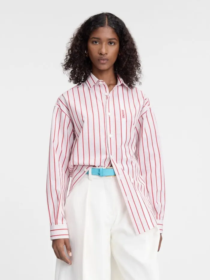 The Simon Shirt Jacquard Business Logo Stripes Red White Women JACQUEMUS Tops and Shirts The Simon Shirt Jacquard Business Logo Stripes Red White Women JACQUEMUS Tops and Shirts