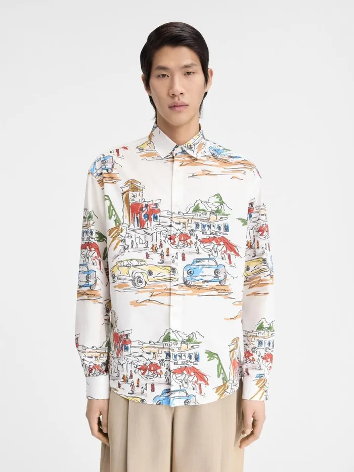The Simon Shirt Print Capri Cars White Men JACQUEMUS Shirts The Simon Shirt Print Capri Cars White Men JACQUEMUS Shirts