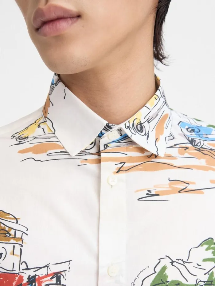 The Simon Shirt Print Capri Cars White Men JACQUEMUS Shirts The Simon Shirt Print Capri Cars White Men JACQUEMUS Shirts