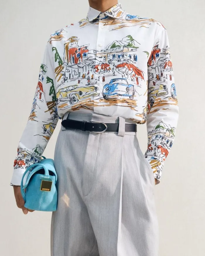 The Simon Shirt Print Capri Cars White Men JACQUEMUS Shirts The Simon Shirt Print Capri Cars White Men JACQUEMUS Shirts