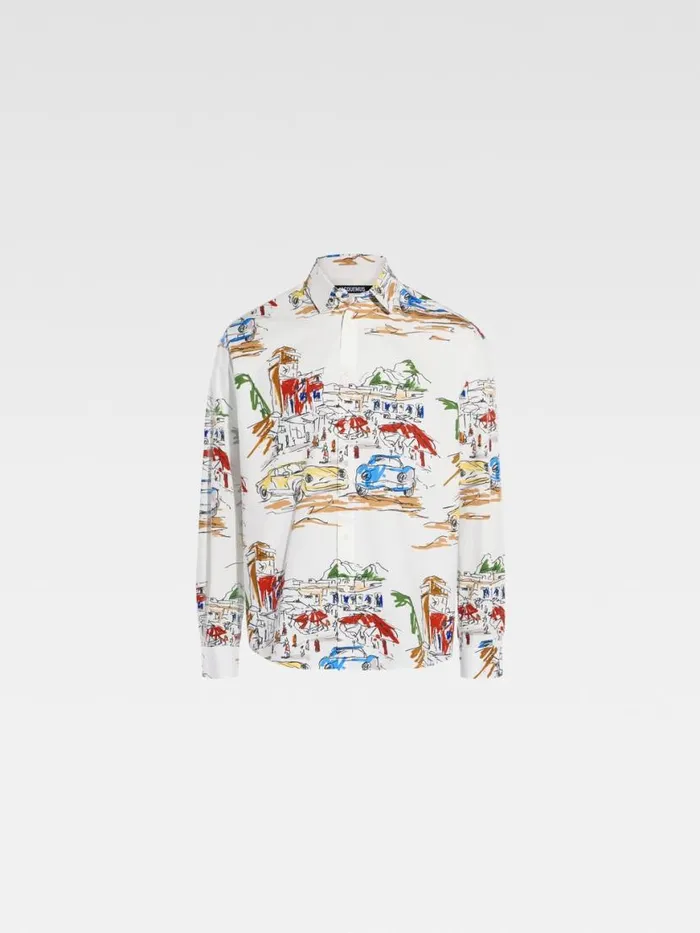 The Simon Shirt Print Capri Cars White Men JACQUEMUS Shirts The Simon Shirt Print Capri Cars White Men JACQUEMUS Shirts