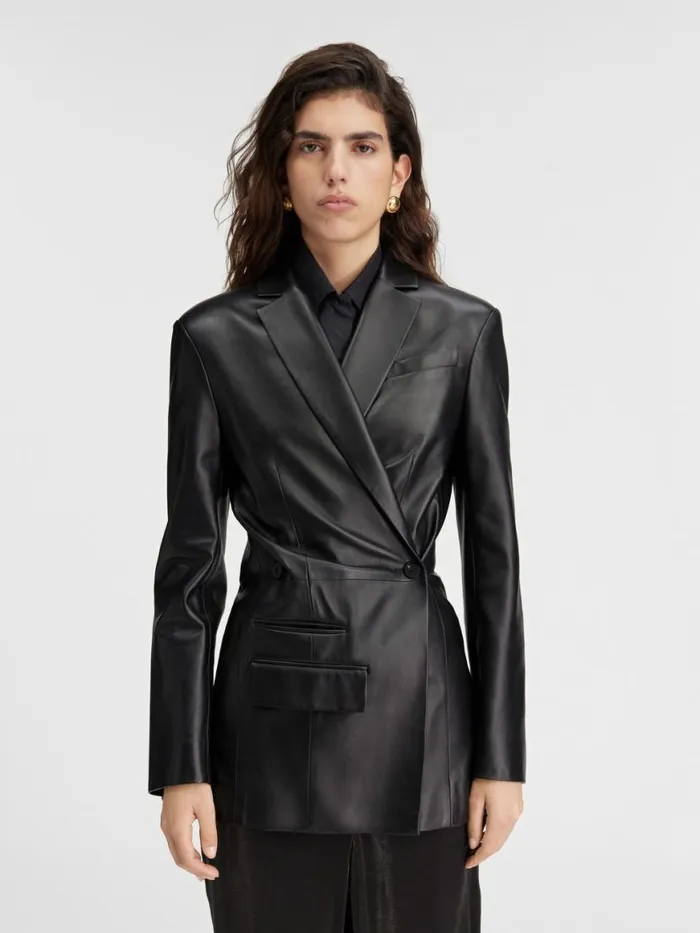 The Tibau Leather Jacket Black Women JACQUEMUS Coats and Jackets The Tibau Leather Jacket Black Women JACQUEMUS Coats and Jackets