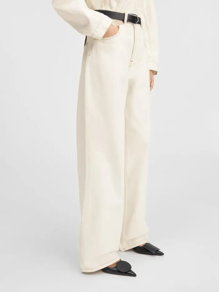 The Wide DeNmes Denim Pants Offwhitetabac Women JACQUEMUS Denim The Wide DeNmes Denim Pants Offwhitetabac Women JACQUEMUS Denim