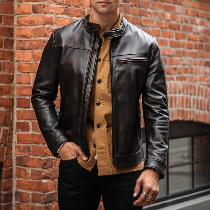 Thursday Boots Bold Leathers Roadster Jacket Black Coffee 8211 Men