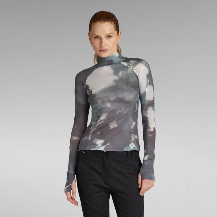 Tops and Tshirts Women GStar RAW Blurry Camo Slim Mock Top Dk Grape Blurry Camo Tops and Tshirts Women GStar RAW Blurry Camo Slim Mock Top Dk Grape Blurry Camo