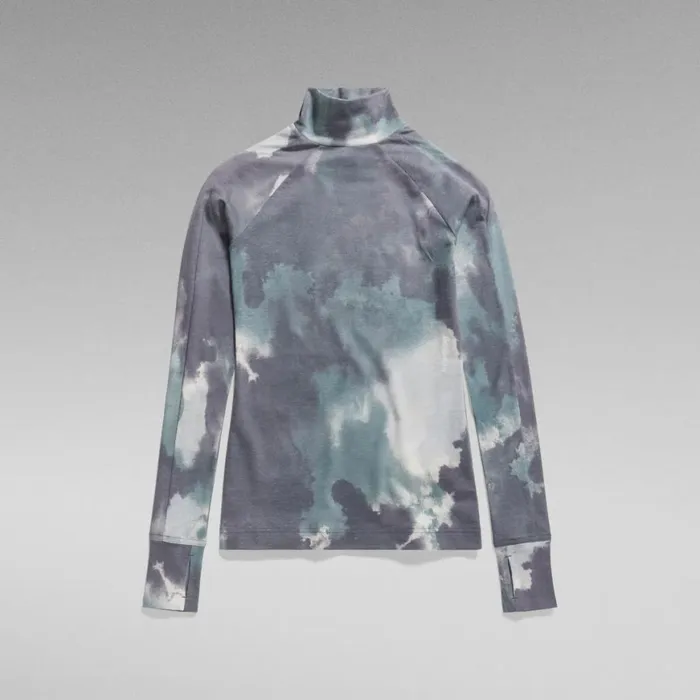 Tops and Tshirts Women GStar RAW Blurry Camo Slim Mock Top Dk Grape Blurry Camo