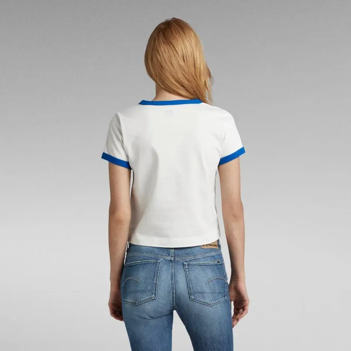 Tops and Tshirts Women GStar RAW Cropped Baby Brother Ringer Milklapis Blue