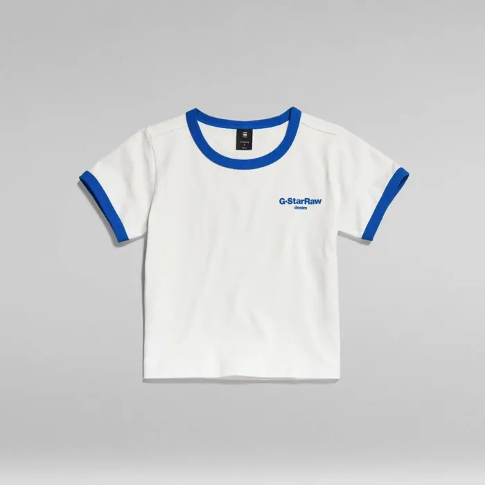 Tops and Tshirts Women GStar RAW Cropped Baby Brother Ringer Milklapis Blue