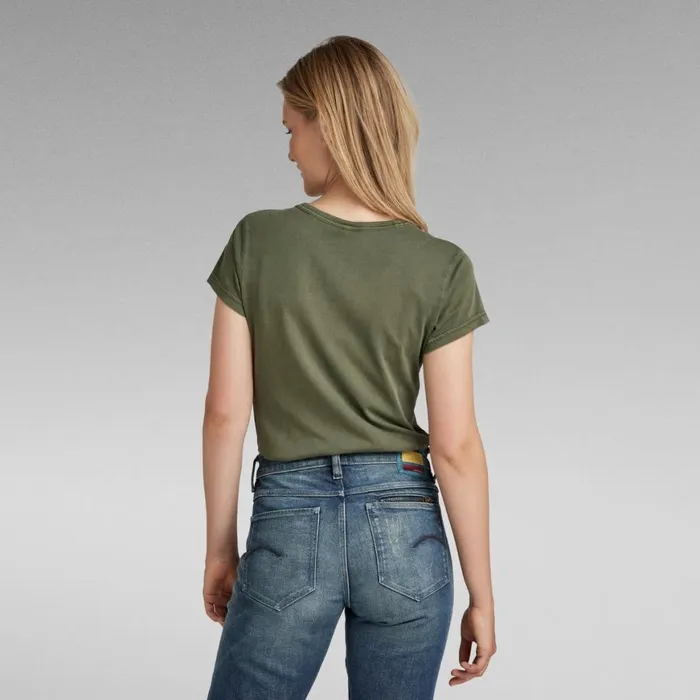 Tops and Tshirts Women GStar RAW Eyben Slim TShirt Over Dyed Shadow Olive