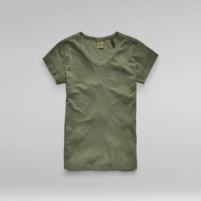 Tops and Tshirts Women GStar RAW Eyben Slim TShirt Over Dyed Shadow Olive