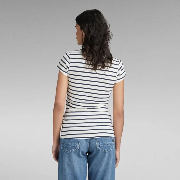 Tops and Tshirts Women GStar RAW Eyben Stripe Slim VNeck Top Milksartho Blue Stripe