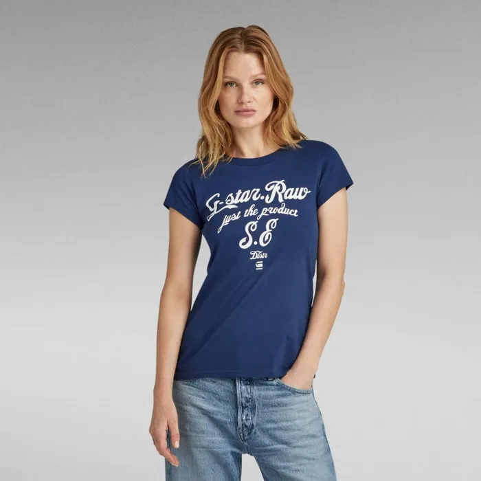 Tops and Tshirts Women GStar RAW Graphic 3 Slim Top Imperial Blue