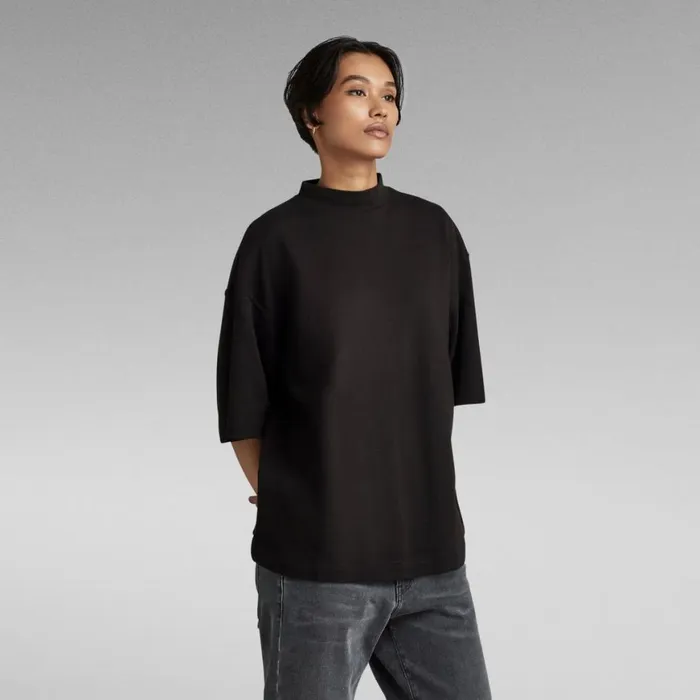 Tops and Tshirts Women GStar RAW Mock Neck Loose TShirt Dark Black