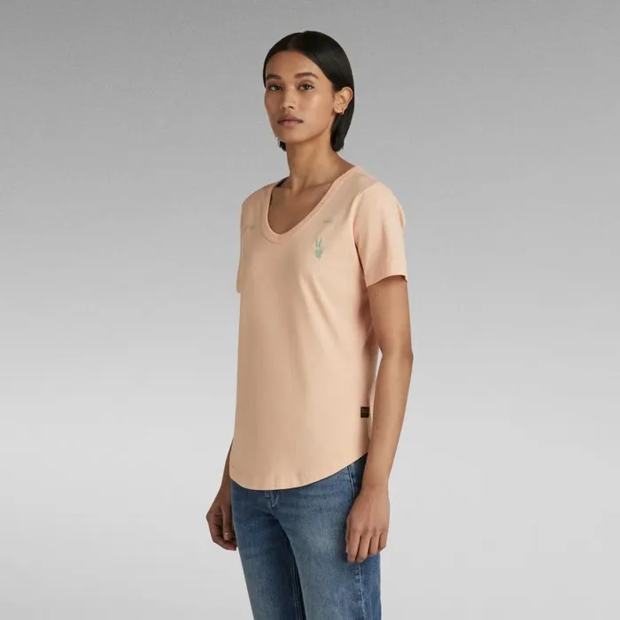Tops and Tshirts Women GStar RAW Mysid Slim Graphic TShirt Peach Nougat
