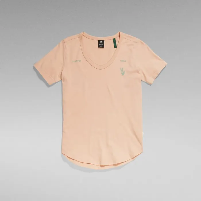 Tops and Tshirts Women GStar RAW Mysid Slim Graphic TShirt Peach Nougat