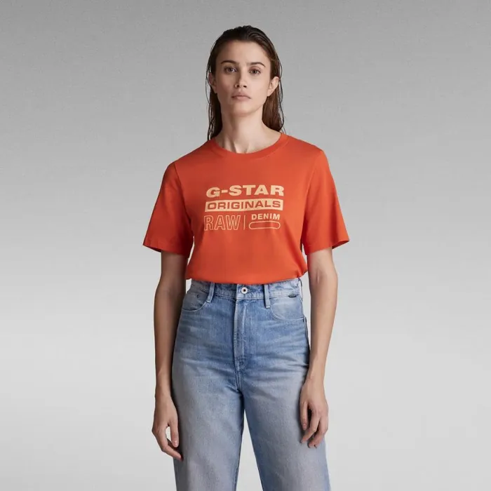 Tops and Tshirts Women GStar RAW Originals Label TShirt Paprika