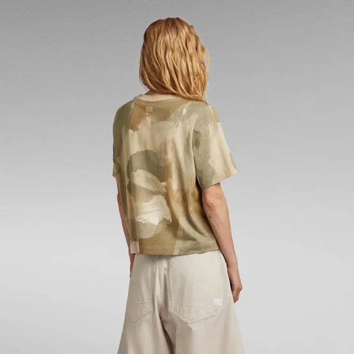 Tops and Tshirts Women GStar RAW Printed Boxy Top Whitebait Watercolor Camo
