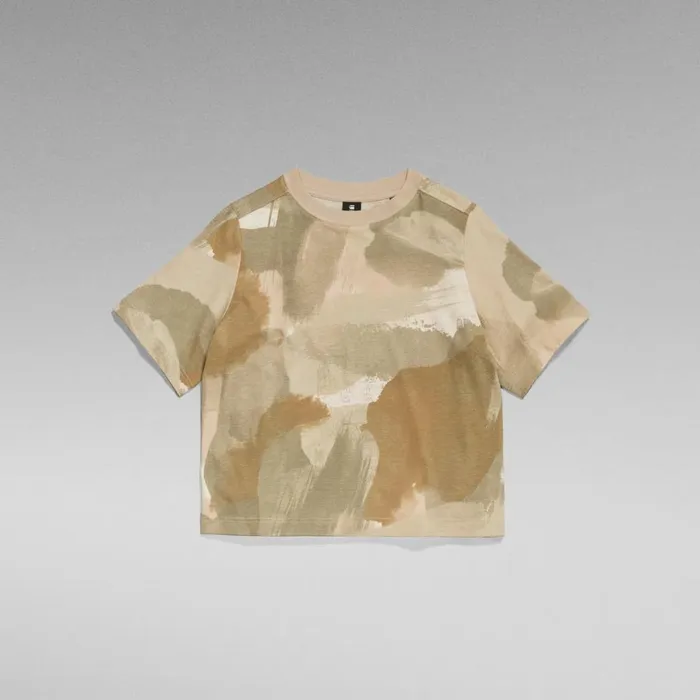Tops and Tshirts Women GStar RAW Printed Boxy Top Whitebait Watercolor Camo