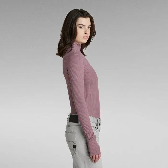 Tops and Tshirts Women GStar RAW Rib Mock Slim Top Grape Shake