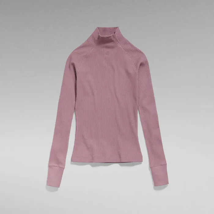 Tops and Tshirts Women GStar RAW Rib Mock Slim Top Grape Shake