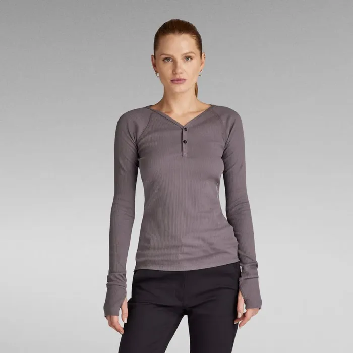 Tops and Tshirts Women GStar RAW Slim Rib Henley Top Rabbit