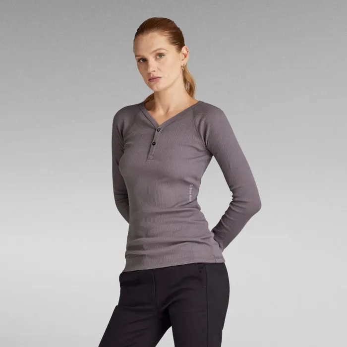Tops and Tshirts Women GStar RAW Slim Rib Henley Top Rabbit