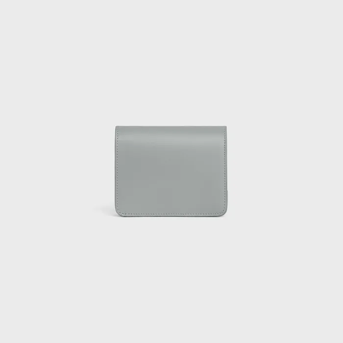 Triomphe Compact Wallet In Shiny Calfskin Pearl Blue Women CELINE WALLETS Triomphe Compact Wallet In Shiny Calfskin Pearl Blue Women CELINE WALLETS