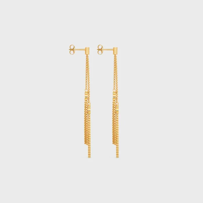 Triomphe Folk Pompon Earrings In Brass With Gold Finish Gold Women CELINE EARRINGS Triomphe Folk Pompon Earrings In Brass With Gold Finish Gold Women CELINE EARRINGS
