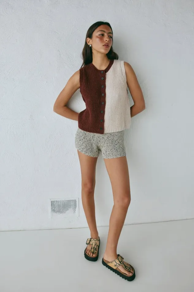 Vests Women VRG GRL Bridgette Knit Vest Splice Vests Women VRG GRL Bridgette Knit Vest Splice