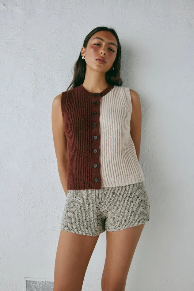 Vests Women VRG GRL Bridgette Knit Vest Splice Vests Women VRG GRL Bridgette Knit Vest Splice