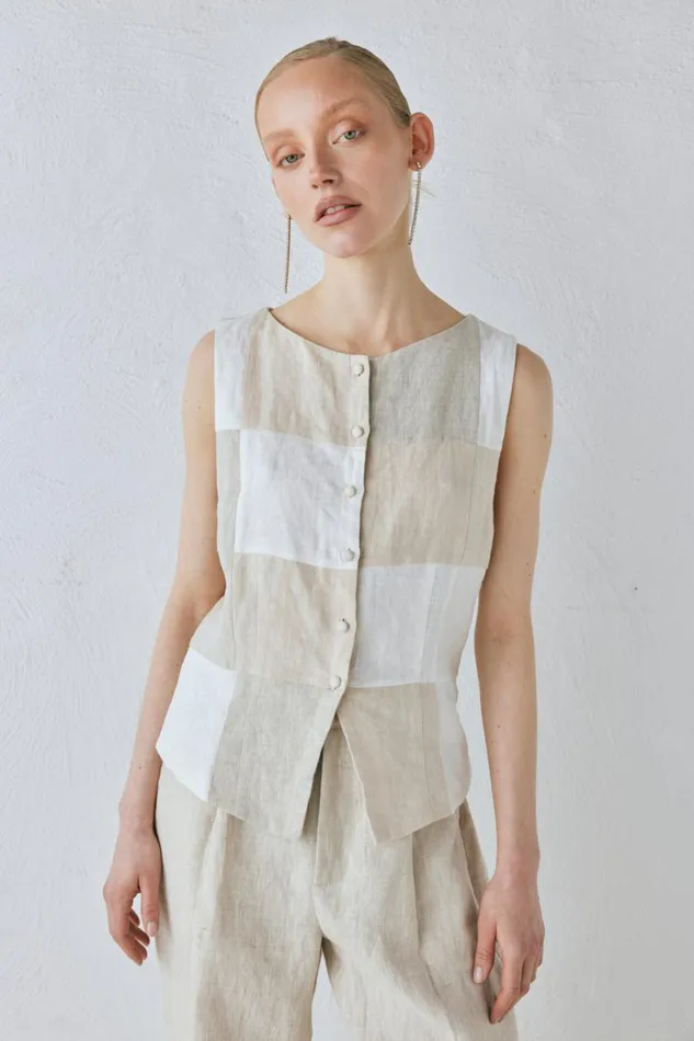Vests Women VRG GRL Rare Linen Vest Natural