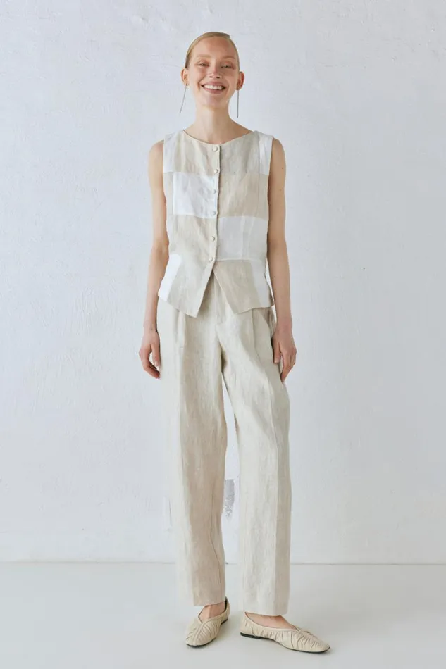 Vests Women VRG GRL Rare Linen Vest Natural Vests Women VRG GRL Rare Linen Vest Natural