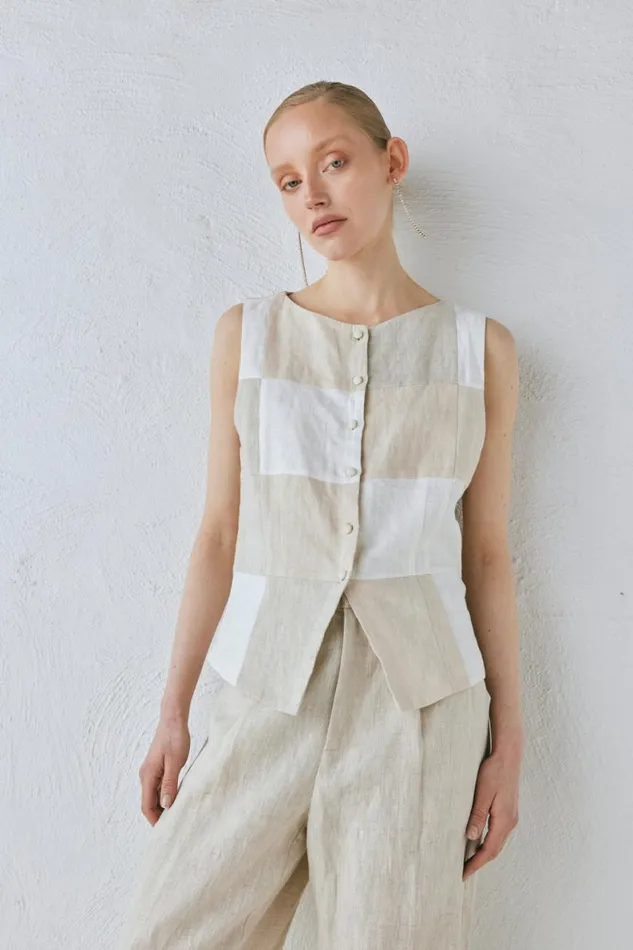Vests Women VRG GRL Rare Linen Vest Natural Vests Women VRG GRL Rare Linen Vest Natural
