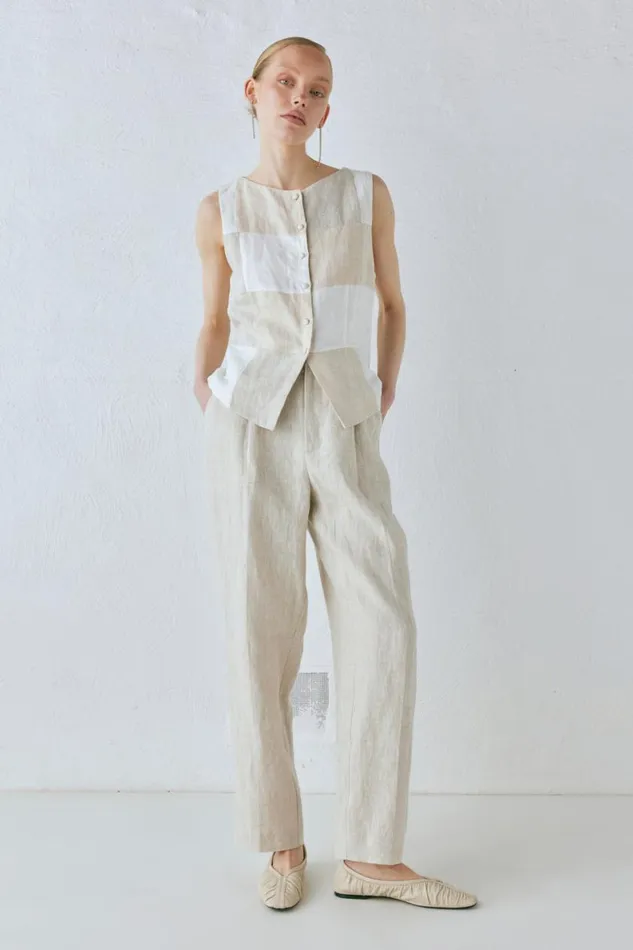 Vests Women VRG GRL Rare Linen Vest Natural Vests Women VRG GRL Rare Linen Vest Natural