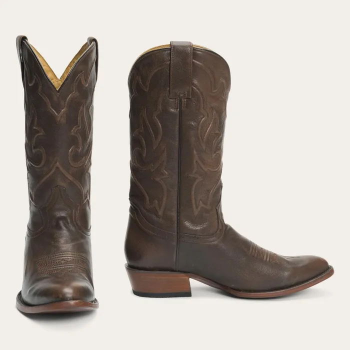 Western Men Stetson Carlisle Western Boots Distressed Brown