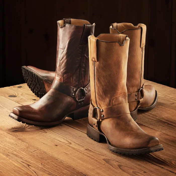 Western Men Stetson Heritage Harness Boots Oiled Brown