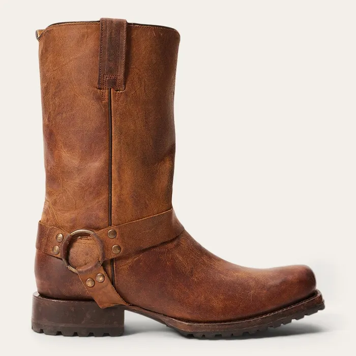 Western Men Stetson Heritage Harness Boots Oiled Brown