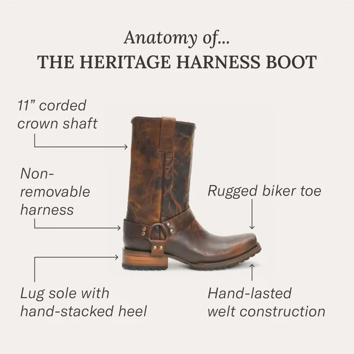 Western Men Stetson Heritage Harness Boots Oiled Brown