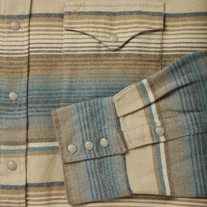 Western Shirts Men Stetson Blue Stripe Flannel Western Shirt Blue