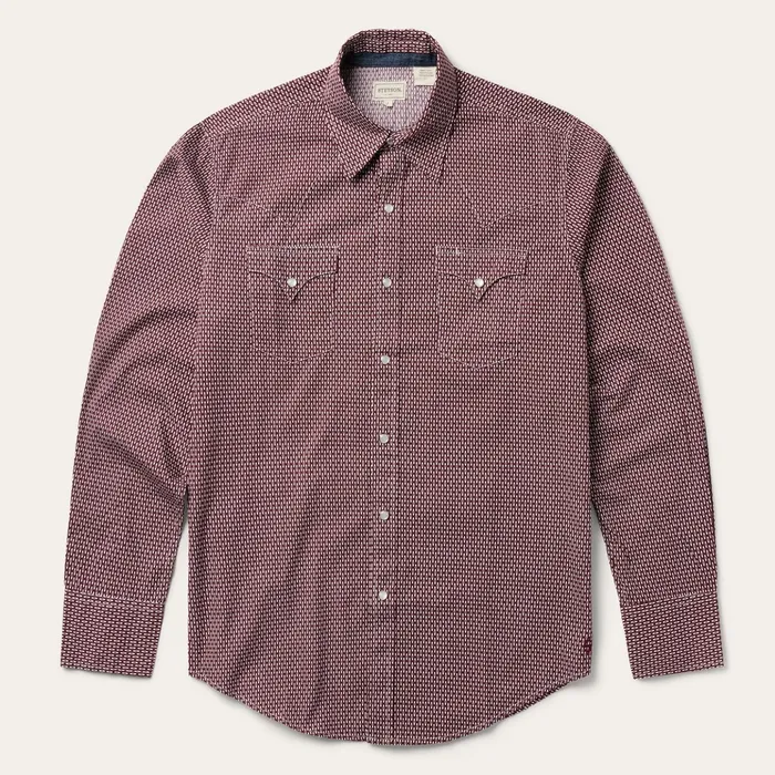 Western Shirts Men Stetson Broken Diamond Print Western Shirt Red