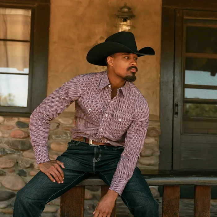 Western Shirts Men Stetson Broken Diamond Print Western Shirt Red