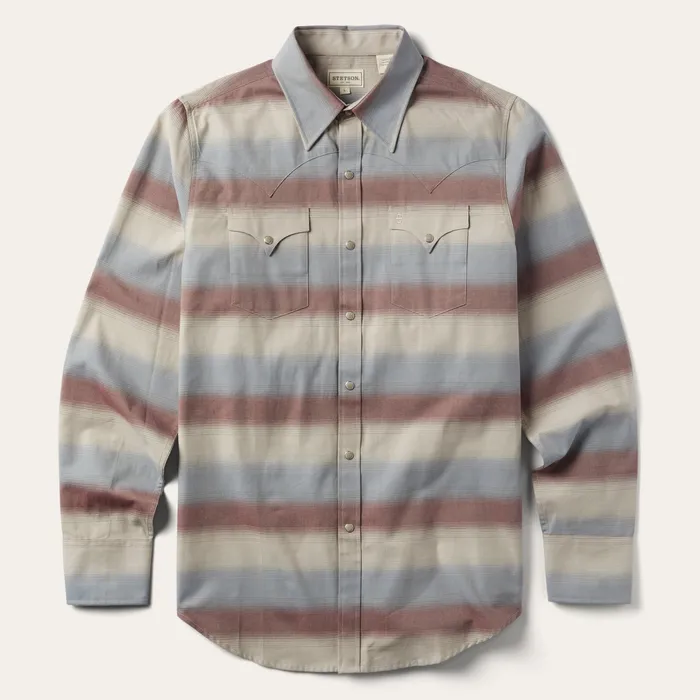 Western Shirts Men Stetson Ombre Stripe Twill Shirt Ombre Stripe Twill Shirt
