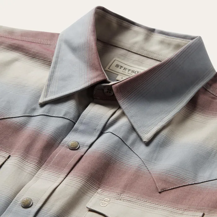 Western Shirts Men Stetson Ombre Stripe Twill Shirt Ombre Stripe Twill Shirt