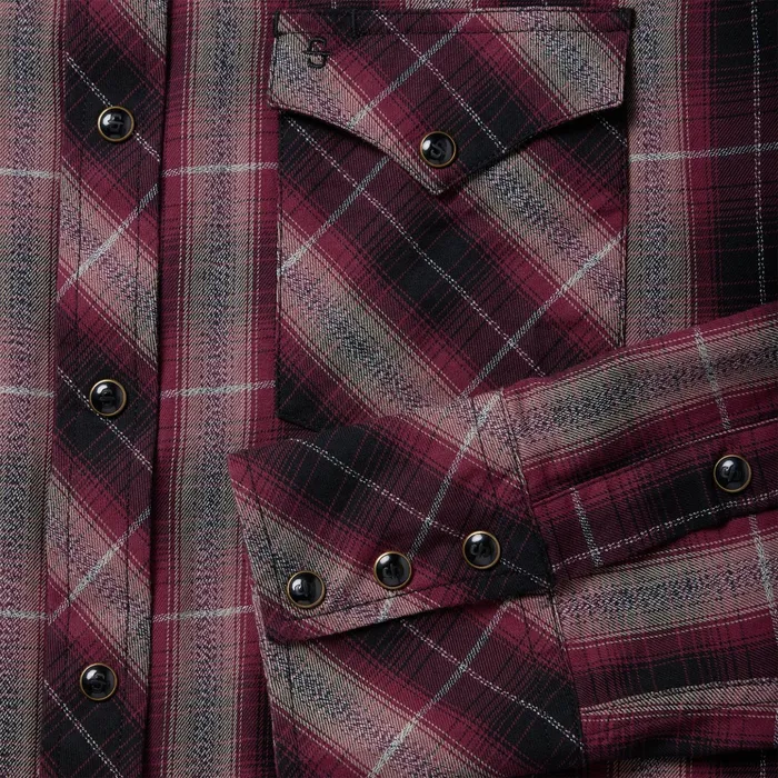 Western Shirts Men Stetson Red Marl Plaid Western Shirt Red