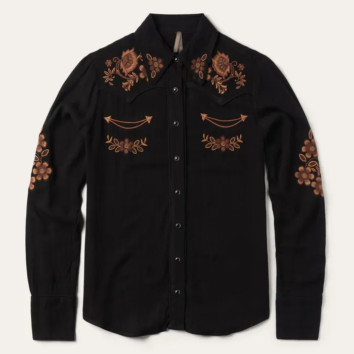 Western Shirts Women Stetson Crepe Western Shirt Black