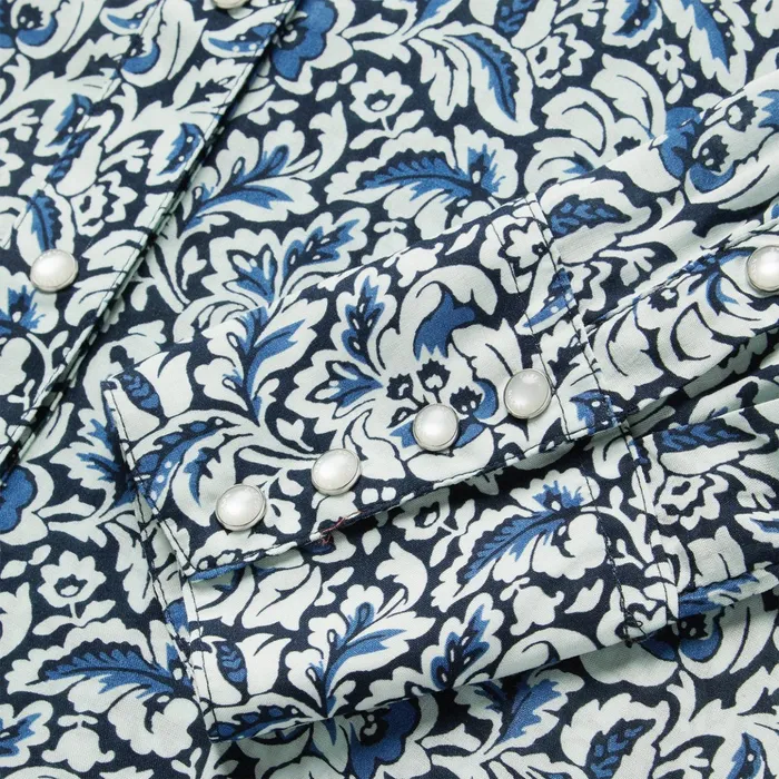 Western Shirts Women Stetson Indigo Tapestry Print Shirt Blue