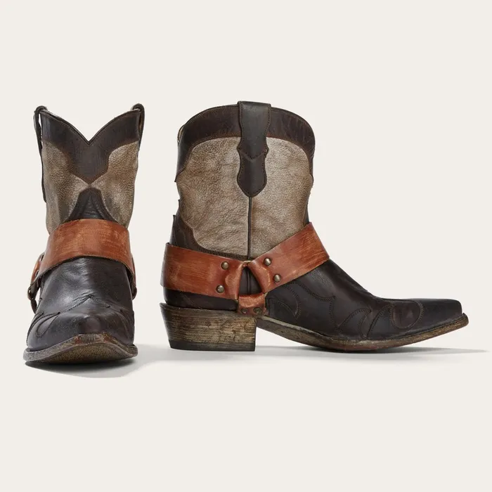 Western Women Stetson Jade Harness Ankle Boot Brown