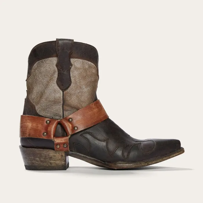 Western Women Stetson Jade Harness Ankle Boot Brown