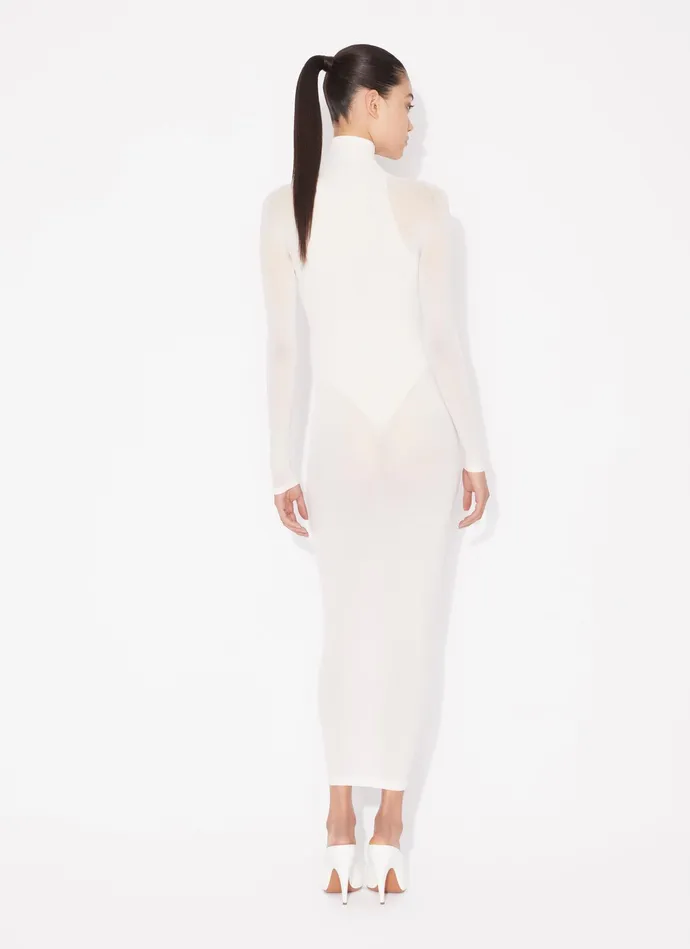 White Fitted Dress In Fine Knit Women Alaa Knitwear
