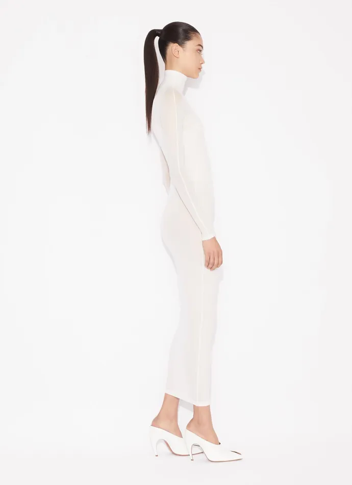 White Fitted Dress In Fine Knit Women Alaa Knitwear